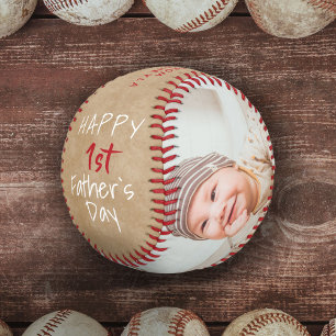 Rustikale 1. Vater-Skript-2-Fotocollage Baseball