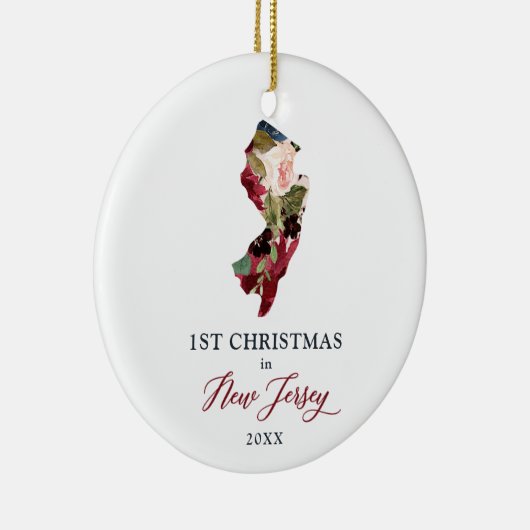 Rustikale 1. Weihnachten in New Jersey NJ Personal Keramik Ornament (Rechts)