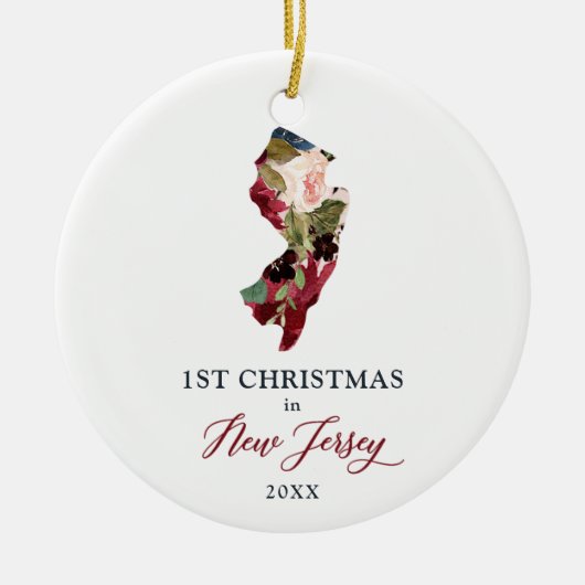 Rustikale 1. Weihnachten in New Jersey NJ Personal Keramik Ornament (Vorne)