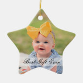 Rustikale 1. Weihnachtsfeier Custom Foto Junge Mut Keramik Ornament (Vorne)