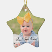 Rustikale 1. Weihnachtsfeier Custom Foto Junge Mut Keramik Ornament (Links)