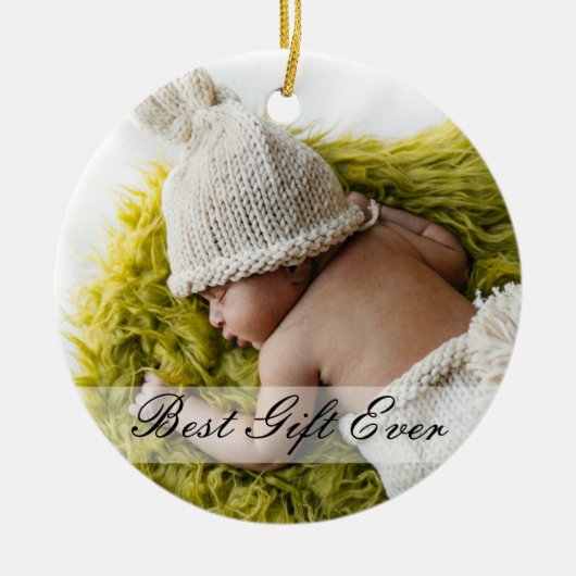 Rustikale 1. Weihnachtsfeier Vater Meilenstein Fot Keramik Ornament (Vorne)