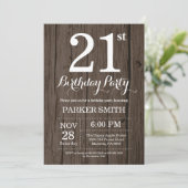 Rustikale 21. Geburtstagseinladung Einladung (Stehend Vorderseite)