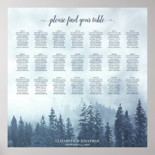 Rustikale 21 Table Blue Pines Hochzeitstabelle Poster