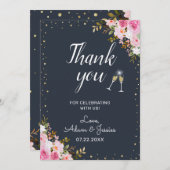 Rustikale 25. Hochzeitstag Champagne Floral Dankeskarte (Vorne/Hinten)