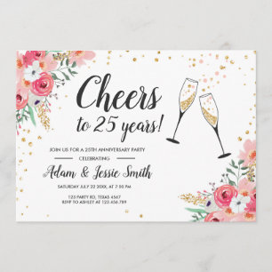 Rustikale 25. Hochzeitstag-Einladung Floral Einladung