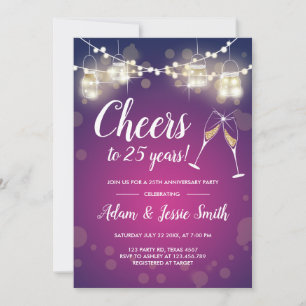 Rustikale 25. Hochzeitstag-Einladung mit Lichtern Einladung