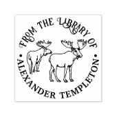 Rustikale 2 Elche mit Antlers Library Book Name Permastempel (Design)