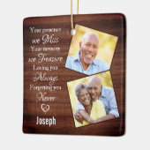 Rustikale 2-Foto-Beileid-Gedenkstätten Keramikornament (Links)