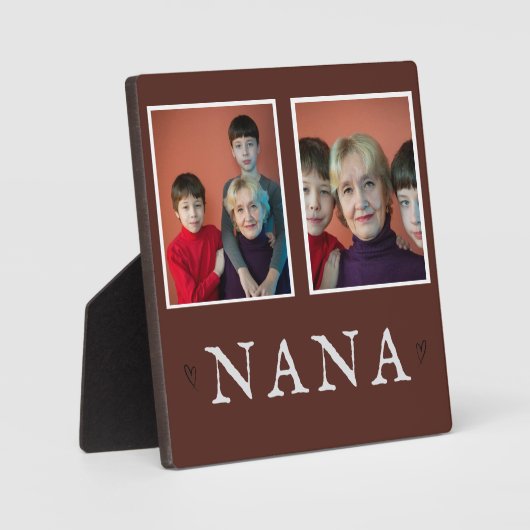 Rustikale 2-Foto Personalisierte Oma Plaque Fotoplatte (Vorderseite)
