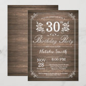 Rustikale 30. Geburtstagseinladung Einladung (Vorne/Hinten)
