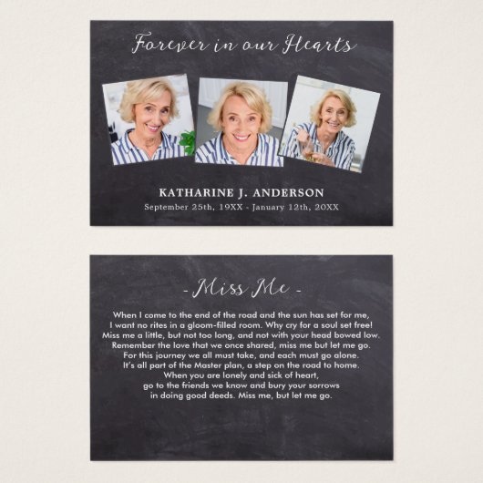 Rustikale 3-Foto-Beileid-Gedenkkarte (Vorne & Hinten)