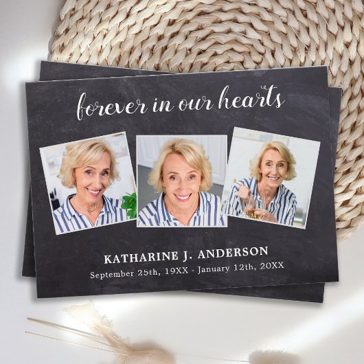 Rustikale 3-Foto-Beileid-Gedenkkarte