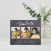 Rustikale 3-Foto Chalkboard Budget Abschluss Card (Stehend Vorderseite)