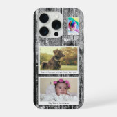 Rustikale 3 Foto Collage Black Planks iPhone Hülle (Rückseite)