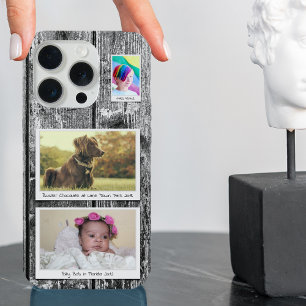 Rustikale 3 Foto Collage Black Planks iPhone 15 Pro Hülle