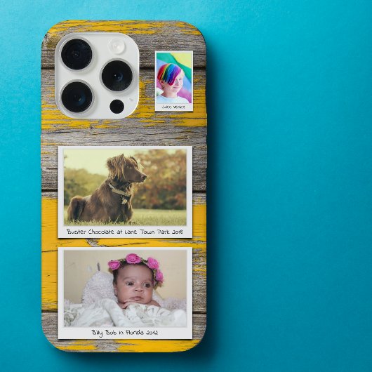 Rustikale 3 Foto Collage Yellow Planks iPhone Hülle