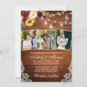 Rustikale 3 Foto Mixed Floral Jar Lights Hochzeit Einladung (Vorderseite)