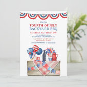 Rustikale 4. Juli GRILLEN Einladung (Stehend Vorderseite)