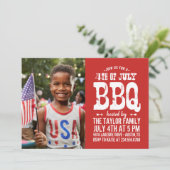 Rustikale 4. Juli GRILLEN Foto Einladung (Stehend Vorderseite)