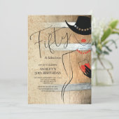 Rustikale 50. Geburtstagseinladung für Frauen Einladung (Stehend Vorderseite)