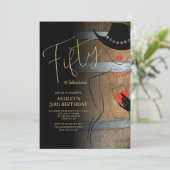 Rustikale 50. Geburtstagsfeier Einladung (Stehend Vorderseite)