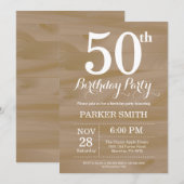 Rustikale 50. Geburtstagsfeier Einladung (Vorne/Hinten)