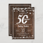 Rustikale 50. Geburtstagsparty Einladung (Vorne/Hinten)
