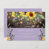 Rustikale 50. Geburtstagsüberraschung Sonnenblume Einladungspostkarte (Vorne/Hinten)