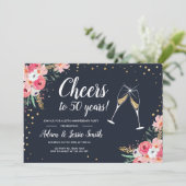 Rustikale 50. Hochzeit Anniversay Einladung Flora (Stehend Vorderseite)