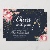 Rustikale 50. Hochzeit Anniversay Einladung Flora (Vorne/Hinten)