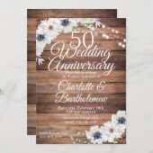 Rustikale 50. Hochzeit Jahrestag Blumenkohl Einladung (Vorne/Hinten)