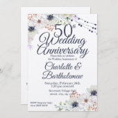 Rustikale 50. Hochzeitstag florale Kraft Einladung (Vorne/Hinten)