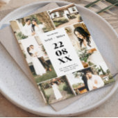 Rustikale 6-Foto-Collage Save the Dates Hochzeit Einladung