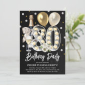Rustikale 80. Geburtstagsparty Einladung (Stehend Vorderseite)