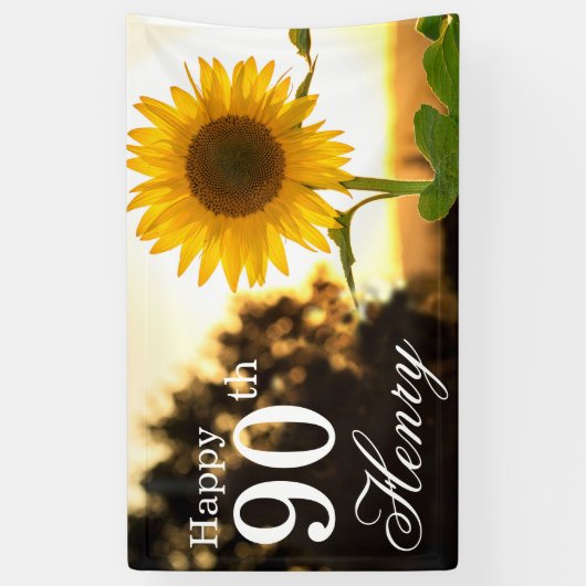 Rustikale 90. Geburtstagsblume Banner (Vertikal)