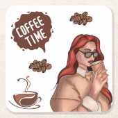 Rustikale Abbildung des Kaffees Cappuccino Brown Rechteckiger Pappuntersetzer (Vorderseite)