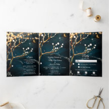 Rustikale Abend Tree Lights Dreifache Hochzeit