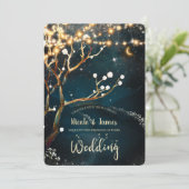 Rustikale Abend Tree Lights Starry Night Wedding Einladung (Stehend Vorderseite)