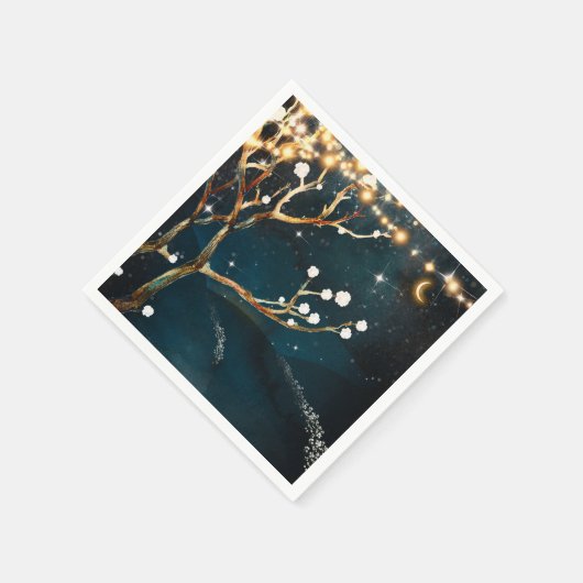 Rustikale Abend Tree Lights Starry Night Wedding Serviette (Ecke)