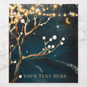 Rustikale Abend Tree Lights Starry Night Wedding Weinetikett (Einzelnes Label)