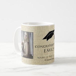 Rustikale Abschluss-Glückwunsch-Foto-Abschlussfeie Kaffeetasse