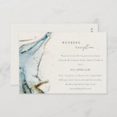 Rustikale Abstrakt Blue Gold Beachy Hochzeitsempfe Begleitkarte (Vorne/Hinten)