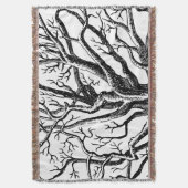 Rustikale Abstrakte Baumzweige in Schwarz und Weiß Decke (Vorderseite Vertikal)