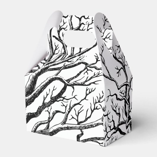 Rustikale Abstrakte Baumzweige in Schwarz und Weiß Geschenkschachtel (Rückseite)