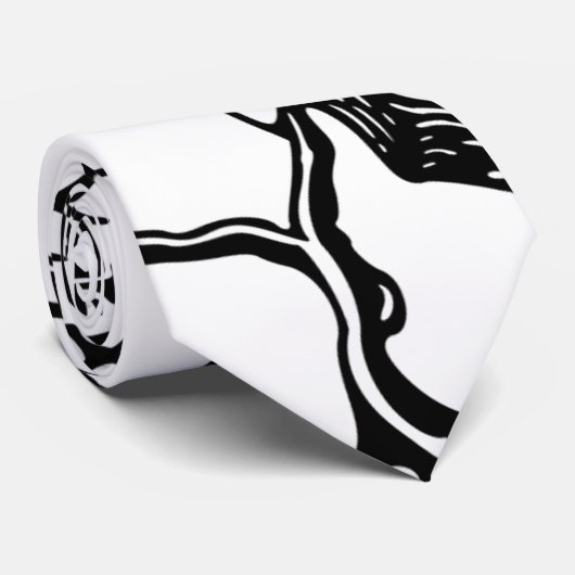 Rustikale Abstrakte Baumzweige in Schwarz und Weiß Krawatte (Gerollt)
