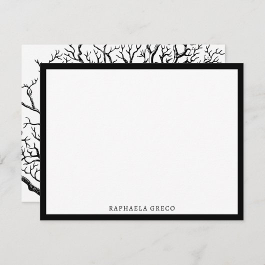 Rustikale Abstrakte Baumzweige in Schwarz und Weiß Mitteilungskarte (Vorne/Hinten)