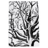 Rustikale Abstrakte Baumzweige in Schwarz und Weiß Mittlere Geschenktüte (Vorderseite)