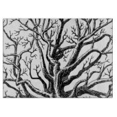Rustikale Abstrakte Baumzweige in Schwarz und Weiß Schneidebrett (Vorderseite)