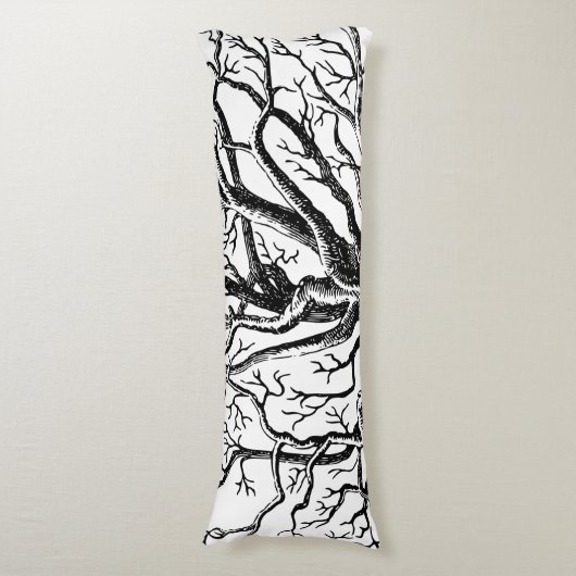 Rustikale Abstrakte Baumzweige in Schwarz und Weiß Seitenschläferkissen (Vorderseite Vertikal)